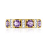 Bague or 375 2 tons améthystes et diamants - vue 3