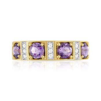 2-tone amethyst and diamond ring in 375 gold