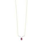 Collier or 375 2 tons rubis ovale et diamants 42 cm - vue 1