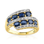 Bague or 375 2 tons saphirs et diamants - vue 1