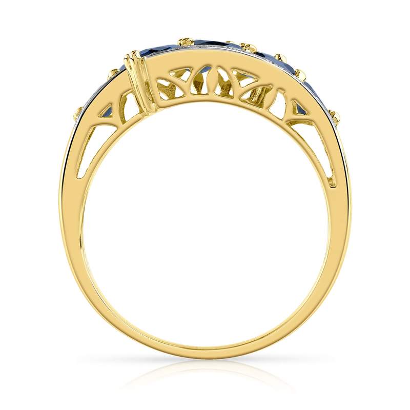 Bague or 375 2 tons saphirs et diamants - vue 2