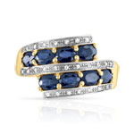 Bague or 375 2 tons saphirs et diamants - vue 3