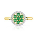 Bague or 375 2 tons fleur émeraudes et diamants - vue 3