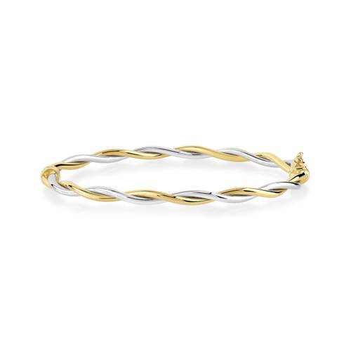 Bracelet jonc or 375 2 tons torsadé
