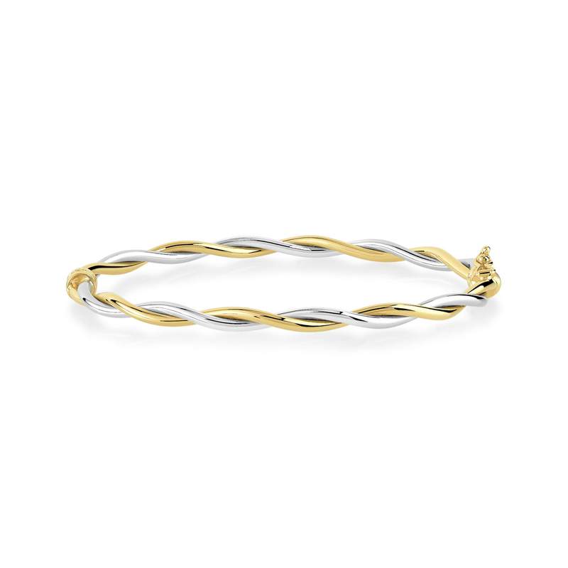 Bracelet jonc or 375 2 tons torsadé - vue 1