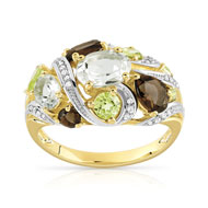 Bague or 375 2 tons pierre fine et diamant