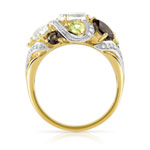 Bague or 375 2 tons pierres fines et diamants - vue 2