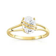 Bague or 375 jaune zirconia