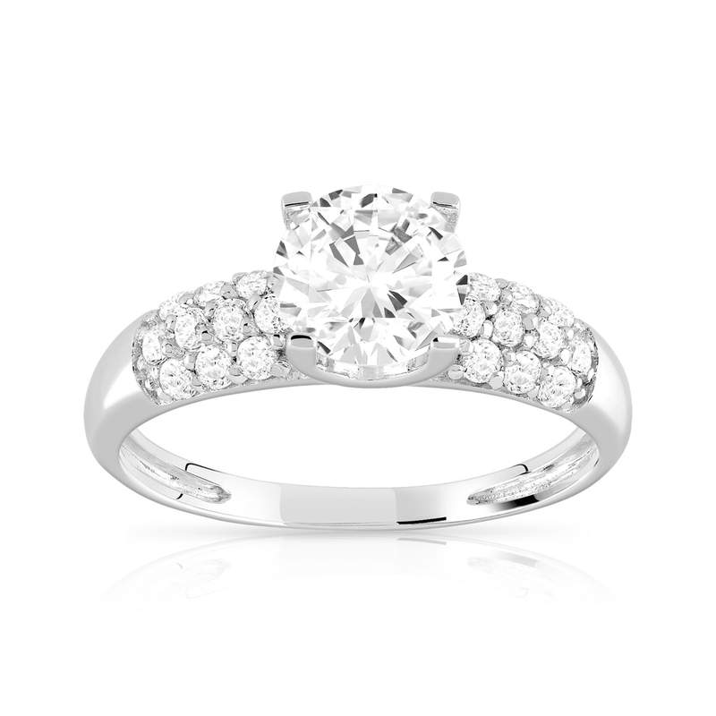 Bague or 375 blanc zirconias - vue 1