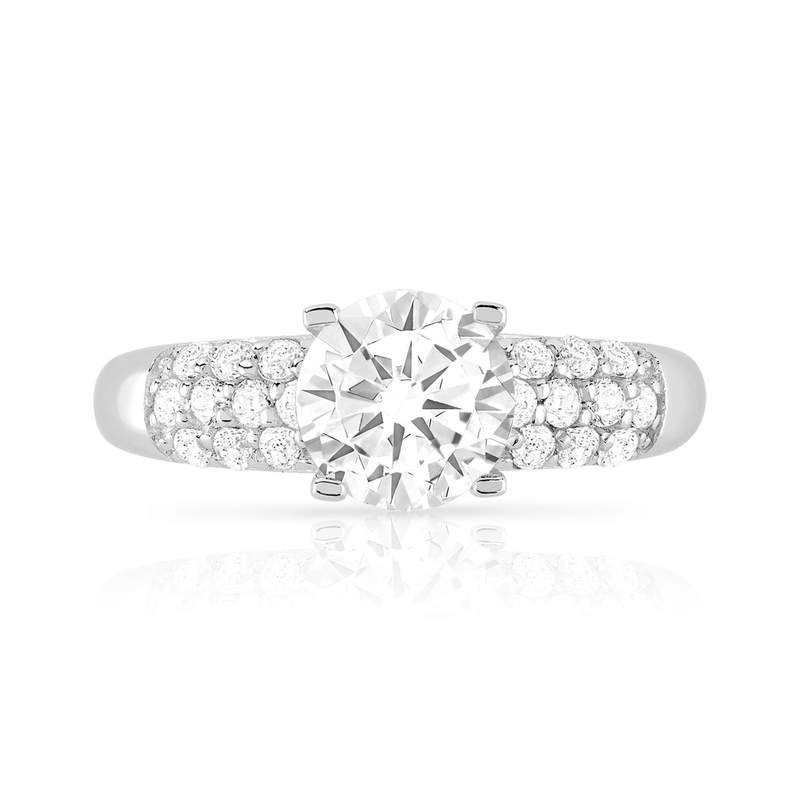 Bague or 375 blanc zirconias - vue 3