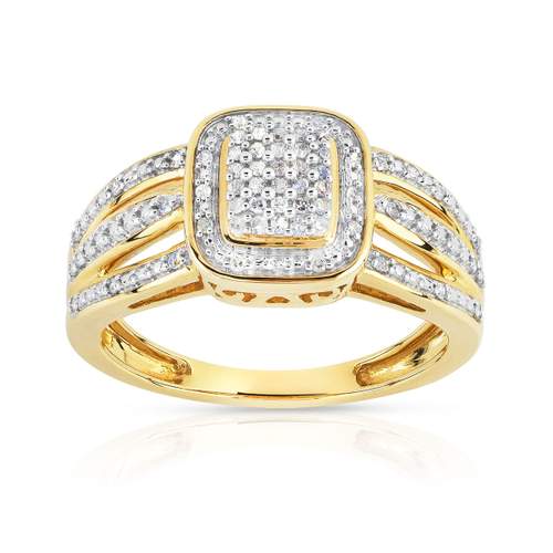 Bague or 375 2 tons rectangulaire diamants