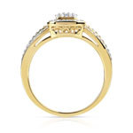 Bague or 375 2 tons rectangulaire diamants - vue 2