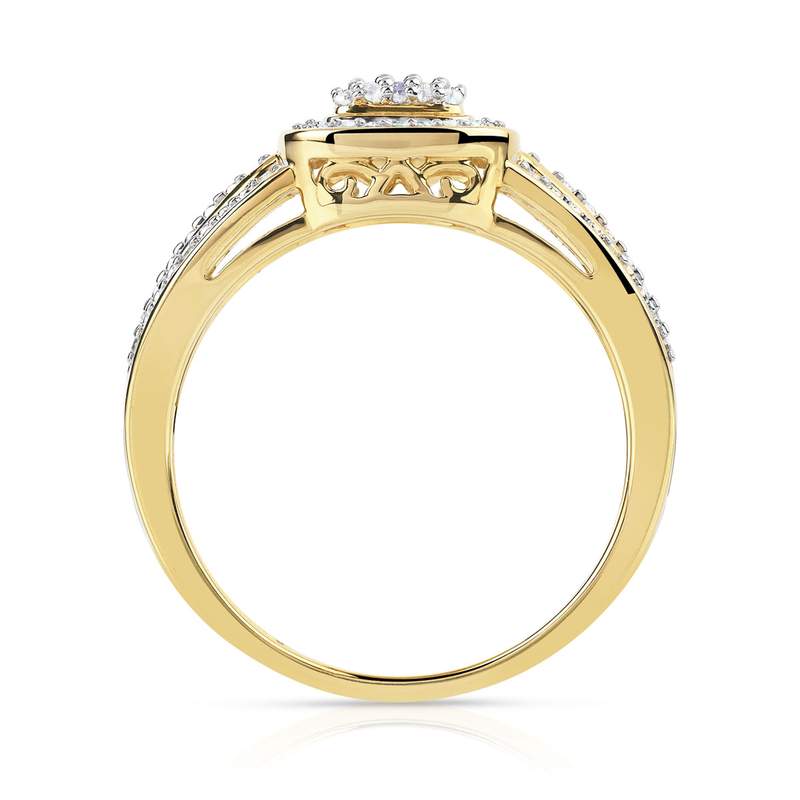 Bague or 375 2 tons rectangulaire diamants - vue 2