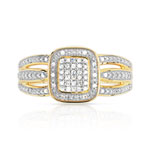 Bague or 375 2 tons rectangulaire diamants - vue 3