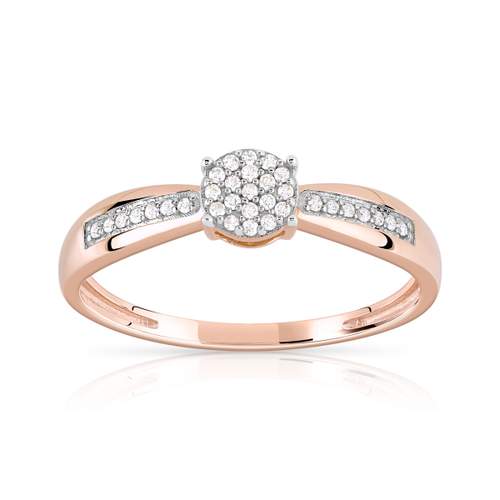 Bague or 375 rose 2 tons diamants