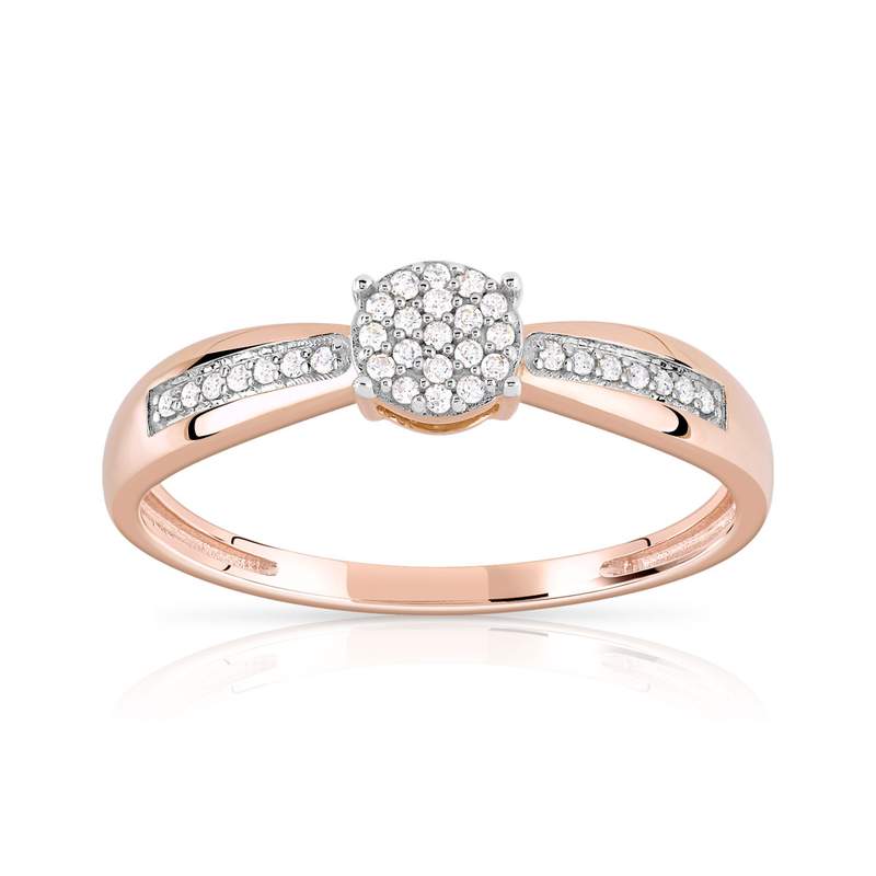 Bague or 375 rose 2 tons diamants - vue 1