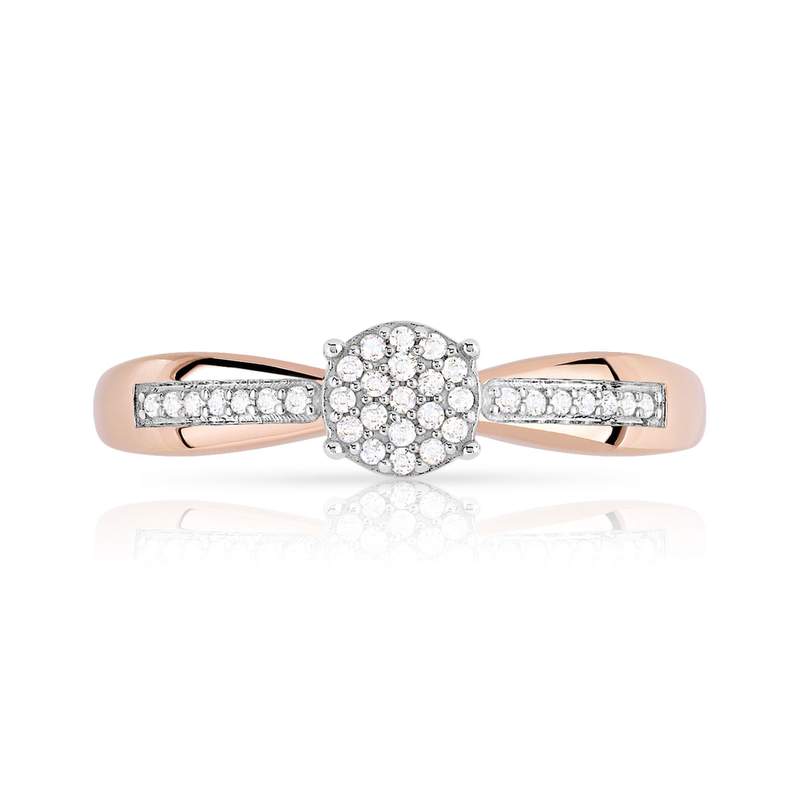 Bague or 375 rose 2 tons diamants - vue 3