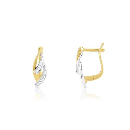 Boucles d'oreilles or 375 2 tons dormeuses diamants