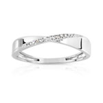 Bague or 375 blanc diamants - vue 1