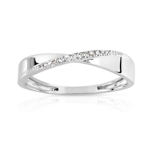 Bague or 375 blanc diamants