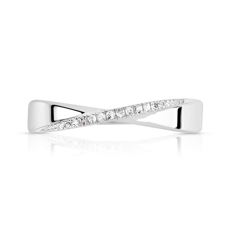Bague or 375 blanc diamants - vue 3