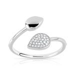 Bague or 375 blanc diamant - vue 1