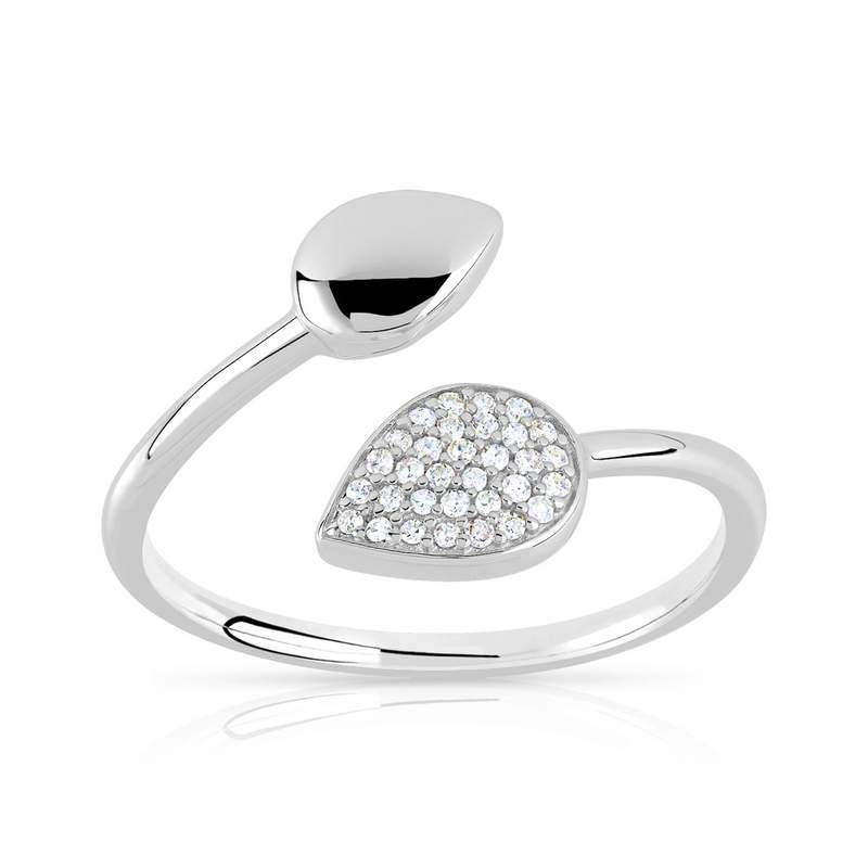 Bague or 375 blanc diamant - vue 1