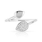 Bague or 375 blanc diamant - vue 3