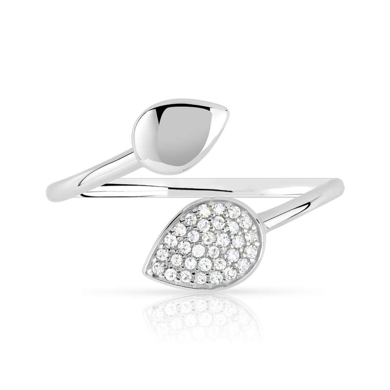 Bague or 375 blanc diamant - vue 3