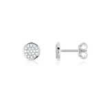 Boucles d'oreilles or 375 blanc rondes diamants - vue 1