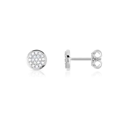 Round diamond earrings in 375 white gold