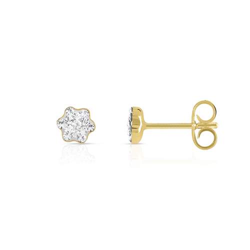 Boucles d'oreilles or 375 étoiles cristaux