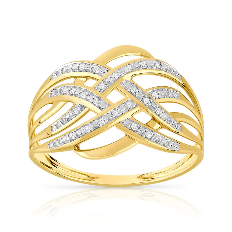 Bague or 375 2 tons diamant - vue V1