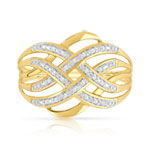 Bague or 375 2 tons entrelacée diamants - vue 3