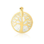 Pendentif or 375 jaune arbre de vie et nacre - vue 1