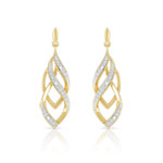 Boucles d'oreilles or 375 2 tons pendants diamants - vue D1