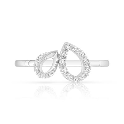 Bague or 375 blanc diamant - vue V3