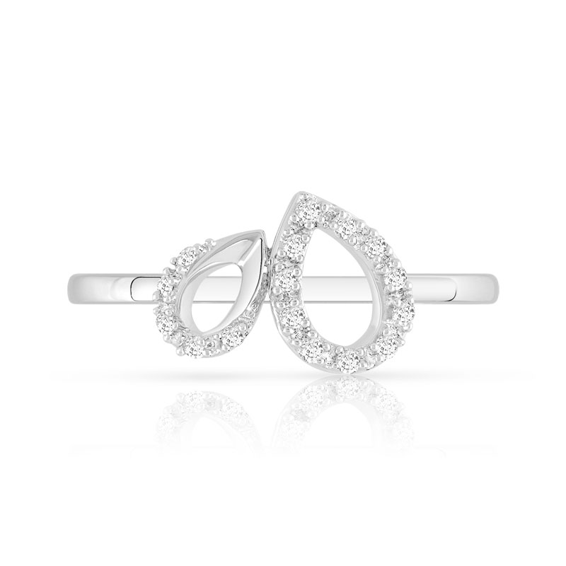 Bague or 375 blanc diamant - vue V3