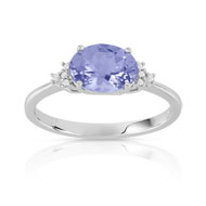 Bague or 375 blanc Tanzanite et diamant