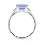 Bague or 375 blanc tanzanite ovale et diamants - vue 2