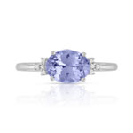 Bague or 375 blanc tanzanite ovale et diamants - vue 3