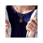 Pendentif or 375 rose arbre de vie pierres fines - vue porté 1