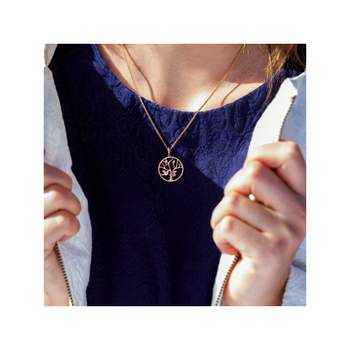 Pendentif or 375 rose arbre de vie pierres fines