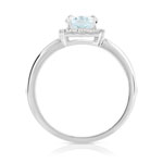 Bague or 375 blanc aigue-marine ovale et diamants - vue 2