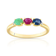 Bague or 375 jaune pierre précieuse et diamant