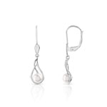 Boucles d'oreilles or 375 blanc dormeuses perles de culture de Chine - vue 1