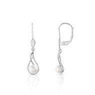 Boucles d'oreilles or 375 blanc perle de culture de chine