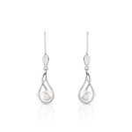 Boucles d'oreilles or 375 blanc dormeuses perles de culture de Chine - vue D1
