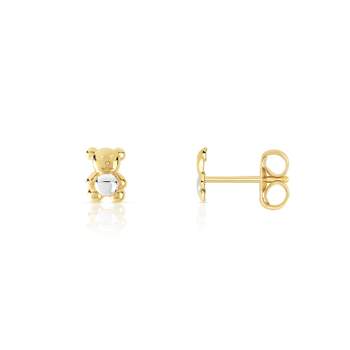 2-Tone 375 Gold Teddy Bear Earrings