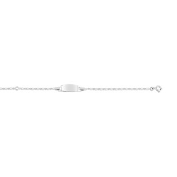 Bracelet identité or 375 blanc maille alternée personnalisable 14 cm